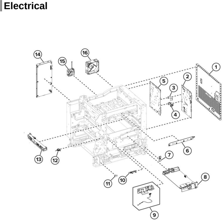 Assembly 11: Electrical parts diagram - Lexmark CX737 Parts