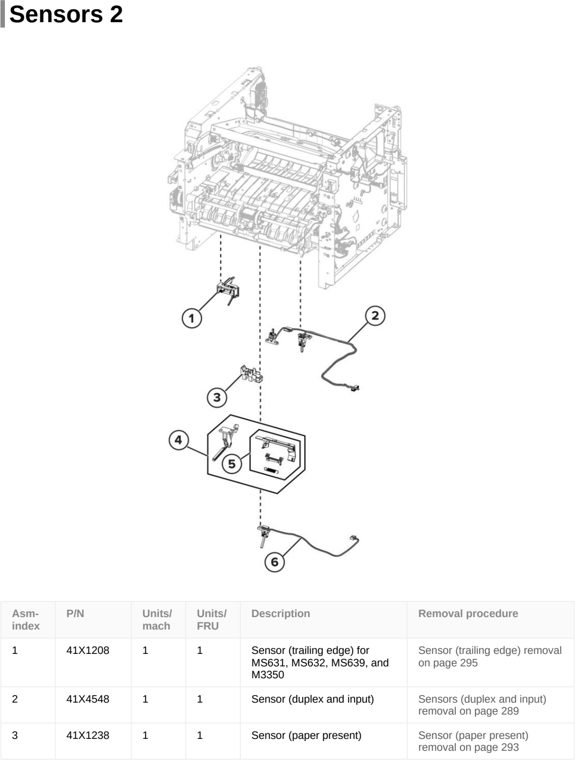 Assembly 7: Sensors 2 parts diagram - Lexmark MS531 Parts