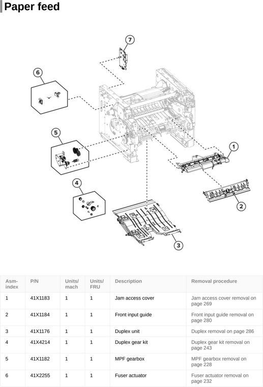 Assembly 8: Paper feed parts diagram - Lexmark MS531 Parts