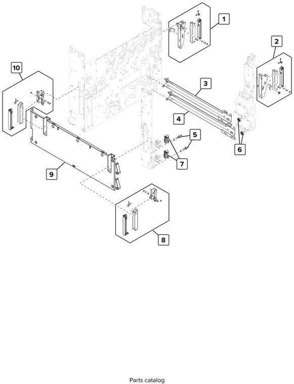 Assembly 45: Tray rail parts diagram - Lexmark CS923 Parts