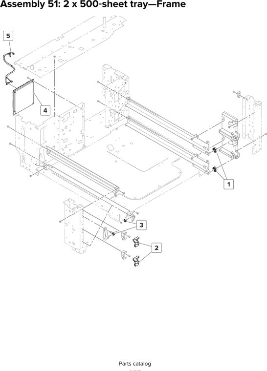 Assembly 51: 2 x 500 sheet tray—Frame parts diagram - Lexmark CS923 Parts
