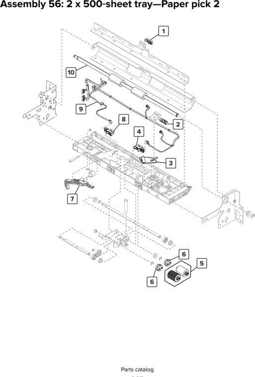 Assembly 56: 2 x 500 sheet tray—Paper pick 2 parts diagram - Lexmark CS923 Parts