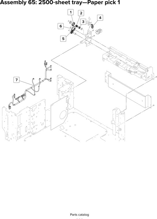 Assembly 65: 2500 sheet tray—Paper pick 1 parts diagram - Lexmark CS923 Parts
