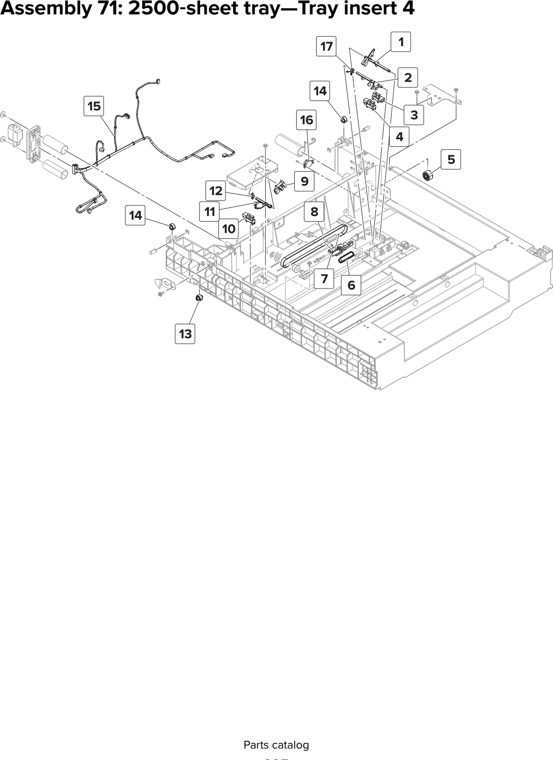 Assembly 71: 2500 sheet tray—Tray insert 4 parts diagram - Lexmark CS923 Parts