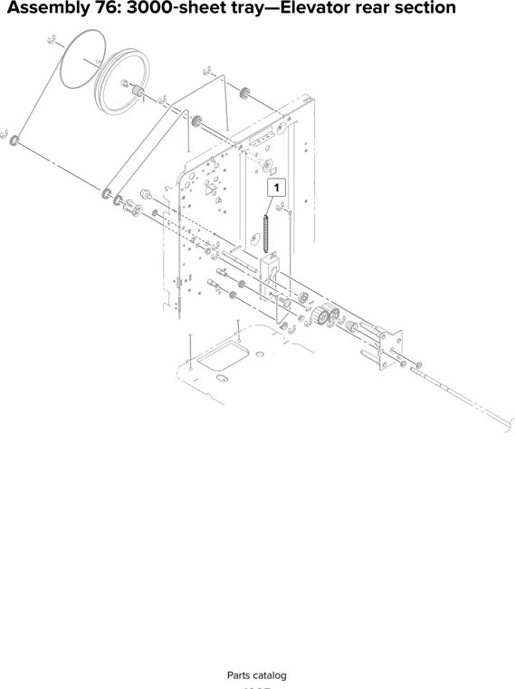Assembly 76: 3000 sheet tray—Elevator rear section parts diagram - Lexmark CS923 Parts