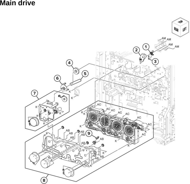 Assembly 4: Main drive parts diagram - Lexmark CX942 CX943 CX944 XC9445 XC9455 XC9465 Parts