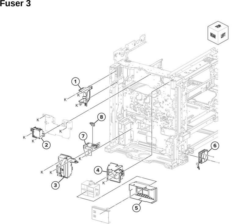 Assembly 7: Fuser 3 parts diagram - Lexmark CX942 CX943 CX944 XC9445 XC9455 XC9465 Parts