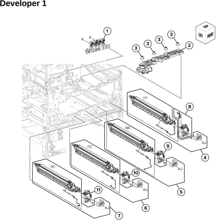 Assembly 8: Developer 1 parts diagram - Lexmark CX942 CX943 CX944 XC9445 XC9455 XC9465 Parts