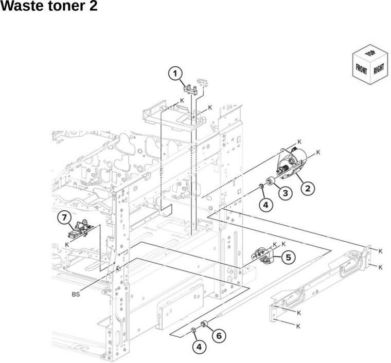 Assembly 12: Waste toner 2 parts diagram - Lexmark CX942 CX943 CX944 XC9445 XC9455 XC9465 Parts