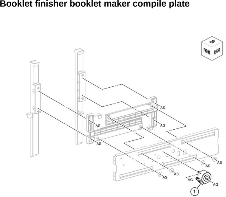Assembly 103: Booklet finisher booklet maker compile plate parts diagram - Lexmark CX942 CX943 CX944 XC9445 XC9455 XC9465 Parts