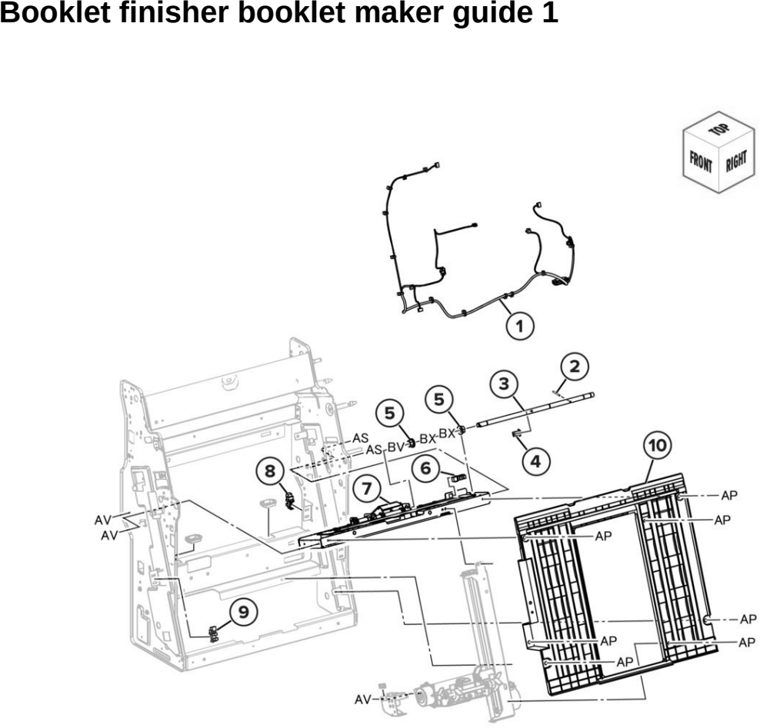 Assembly 105: Booklet finisher booklet maker guide 1 parts diagram - Lexmark CX942 CX943 CX944 XC9445 XC9455 XC9465 Parts