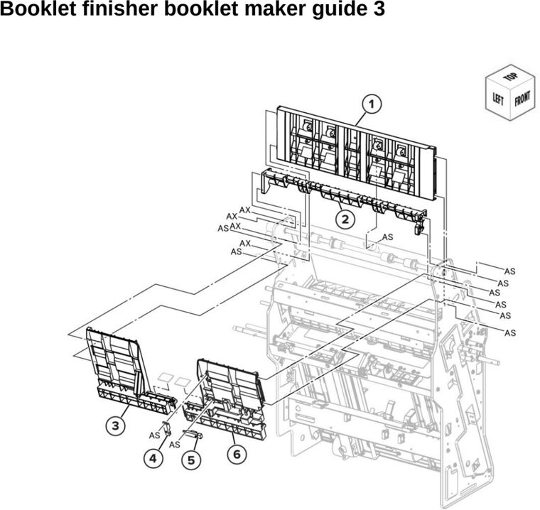 Assembly 107: Booklet finisher booklet maker guide 3 parts diagram - Lexmark CX942 CX943 CX944 XC9445 XC9455 XC9465 Parts
