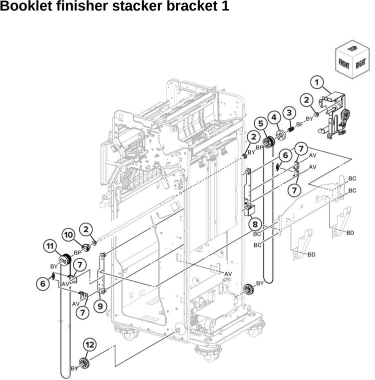 Assembly 108: Booklet finisher stacker bracket 1 parts diagram - Lexmark CX942 CX943 CX944 XC9445 XC9455 XC9465 Parts