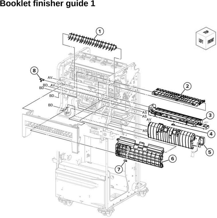 Assembly 110: Booklet finisher guide 1 parts diagram - Lexmark CX942 CX943 CX944 XC9445 XC9455 XC9465 Parts
