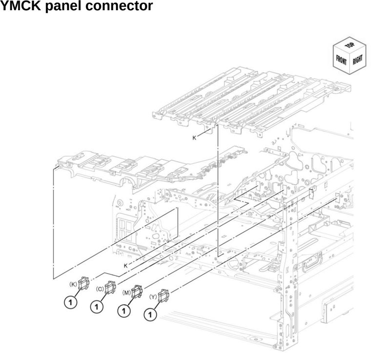 Assembly 13: YMCK panel connector parts diagram - Lexmark CX942 CX943 CX944 XC9445 XC9455 XC9465 Parts