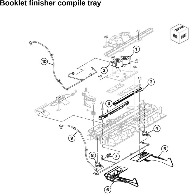 Assembly 114: Booklet finisher compile tray parts diagram - Lexmark CX942 CX943 CX944 XC9445 XC9455 XC9465 Parts