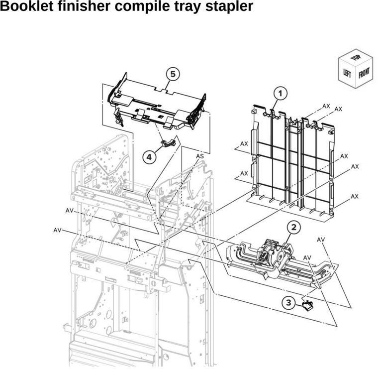 Assembly 115: Booklet finisher compile tray stapler parts diagram - Lexmark CX942 CX943 CX944 XC9445 XC9455 XC9465 Parts