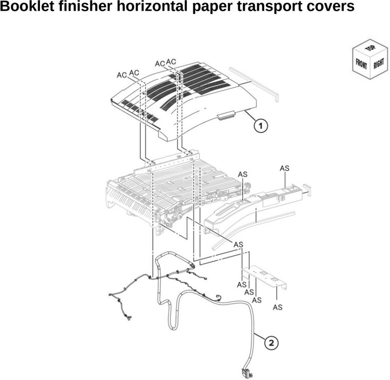 Assembly 117: Booklet finisher horizontal paper transport covers parts diagram - Lexmark CX942 CX943 CX944 XC9445 XC9455 XC9465 Parts