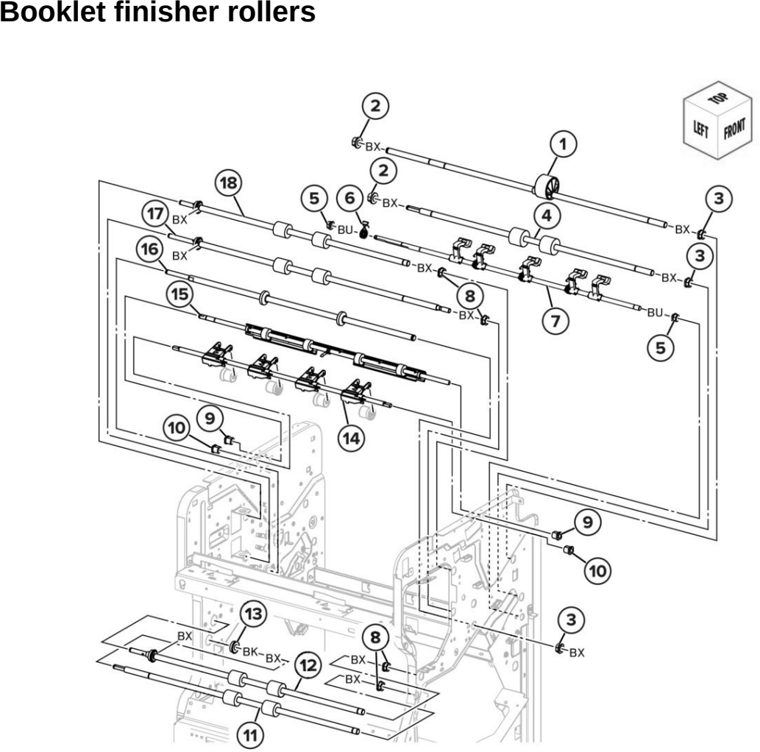 Assembly 119: Booklet finisher rollers parts diagram - Lexmark CX942 CX943 CX944 XC9445 XC9455 XC9465 Parts