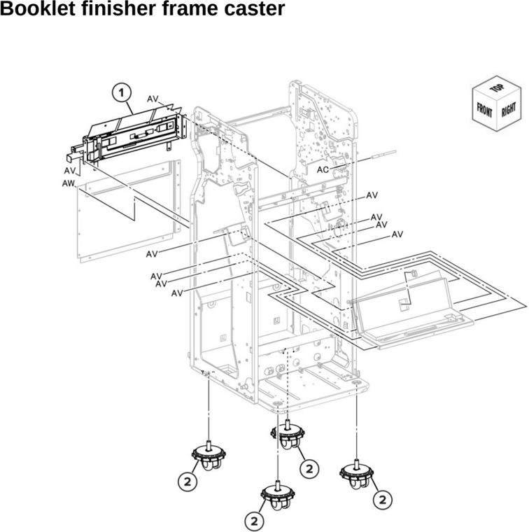Assembly 120: Booklet finisher frame caster parts diagram - Lexmark CX942 CX943 CX944 XC9445 XC9455 XC9465 Parts