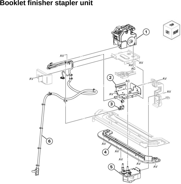 Assembly 121: Booklet finisher stapler unit parts diagram - Lexmark CX942 CX943 CX944 XC9445 XC9455 XC9465 Parts