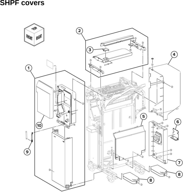 Assembly 124: SHPF covers parts diagram - Lexmark CX942 CX943 CX944 XC9445 XC9455 XC9465 Parts