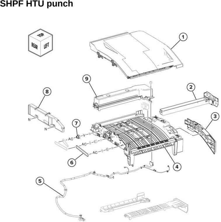 Assembly 126: SHPF HTU punch parts diagram - Lexmark CX942 CX943 CX944 XC9445 XC9455 XC9465 Parts