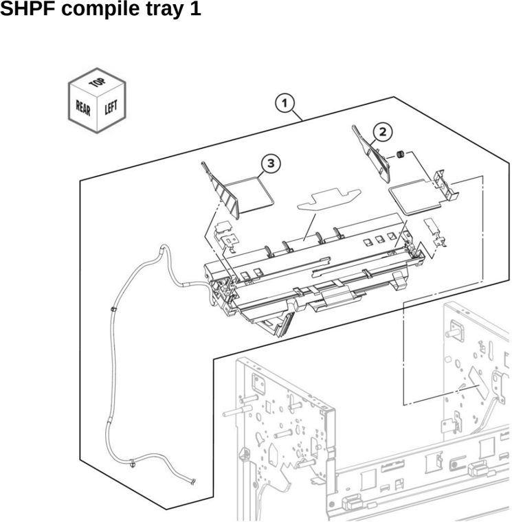 Assembly 127: SHPF compile tray 1 parts diagram - Lexmark CX942 CX943 CX944 XC9445 XC9455 XC9465 Parts