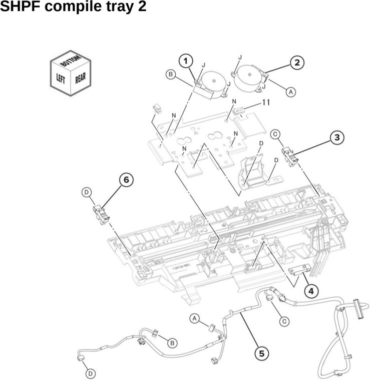 Assembly 128: SHPF compile tray 2 parts diagram - Lexmark CX942 CX943 CX944 XC9445 XC9455 XC9465 Parts
