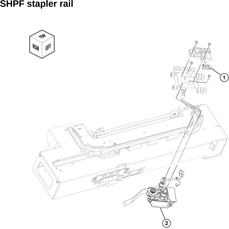 Assembly 131: SHPF stapler rail parts diagram - Lexmark CX942 CX943 CX944 XC9445 XC9455 XC9465 Parts