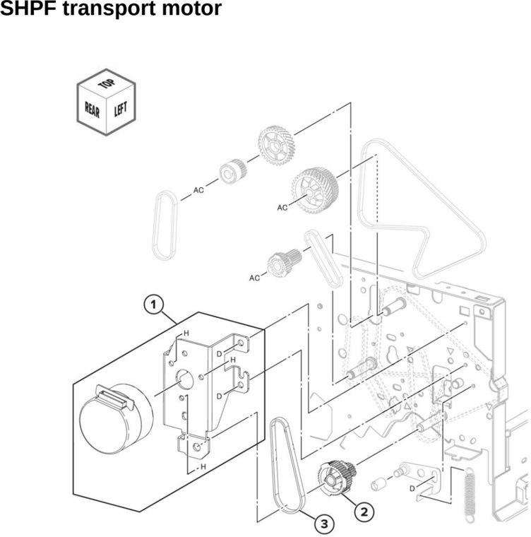 Assembly 135: SHPF transport motor parts diagram - Lexmark CX942 CX943 CX944 XC9445 XC9455 XC9465 Parts
