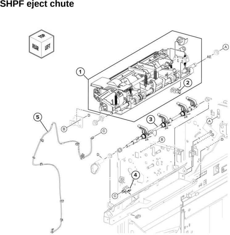 Assembly 137: SHPF eject chute parts diagram - Lexmark CX942 CX943 CX944 XC9445 XC9455 XC9465 Parts
