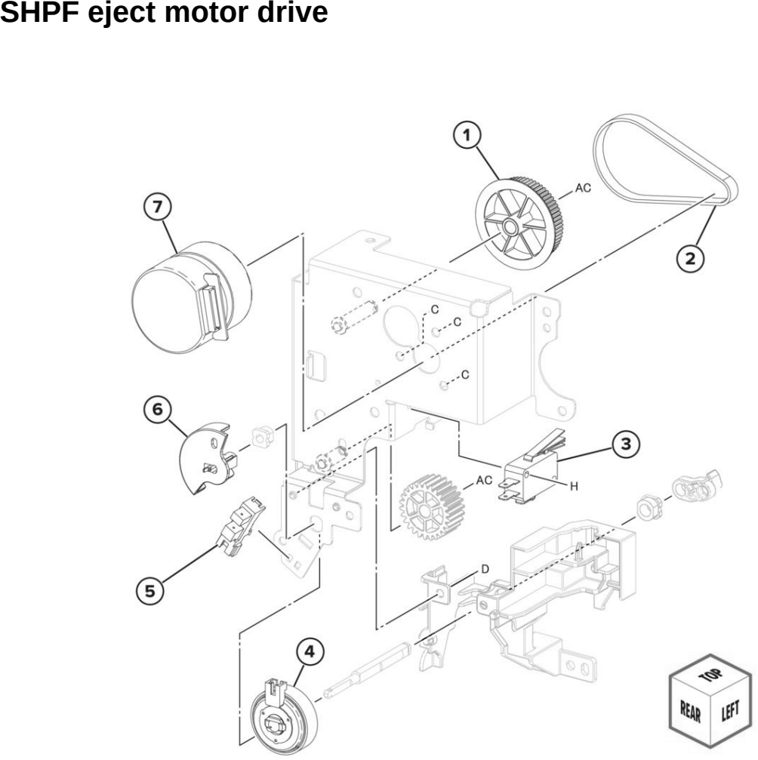 Assembly 138: SHPF eject motor drive parts diagram - Lexmark CX942 CX943 CX944 XC9445 XC9455 XC9465 Parts