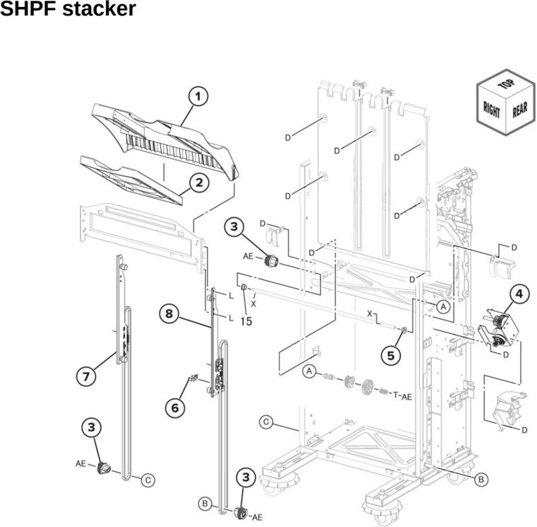 Assembly 139: SHPF stacker parts diagram - Lexmark CX942 CX943 CX944 XC9445 XC9455 XC9465 Parts