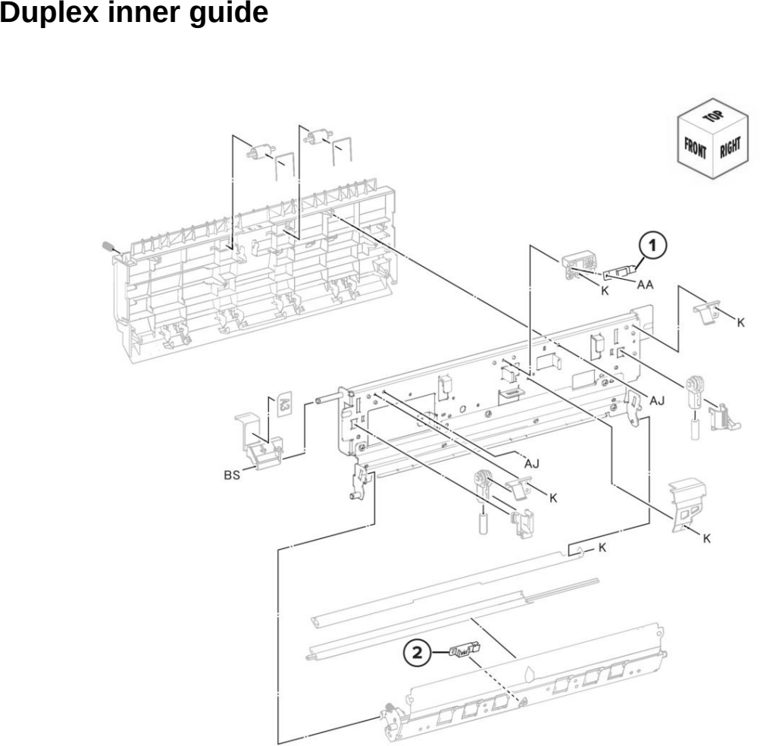 Assembly 19: Duplex inner guide parts diagram - Lexmark CX942 CX943 CX944 XC9445 XC9455 XC9465 Parts