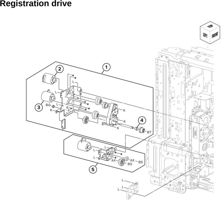 Assembly 22: Registration drive parts diagram - Lexmark CX942 CX943 CX944 XC9445 XC9455 XC9465 Parts