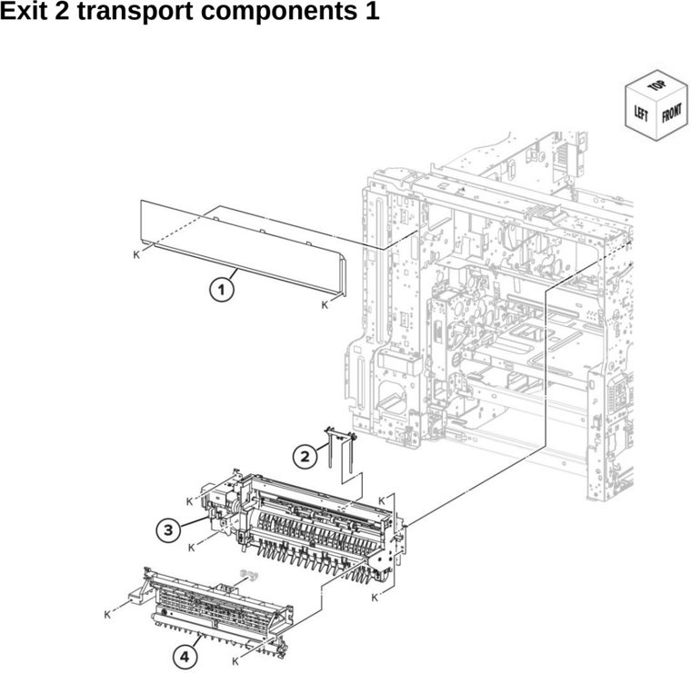 Assembly 24: Exit 2 transport components 1 parts diagram - Lexmark CX942 CX943 CX944 XC9445 XC9455 XC9465 Parts