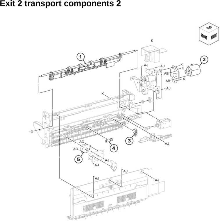 Assembly 25: Exit 2 transport components 2 parts diagram - Lexmark CX942 CX943 CX944 XC9445 XC9455 XC9465 Parts