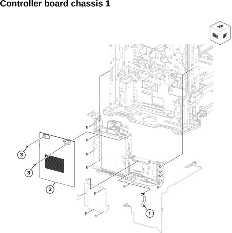 Assembly 29: Controller board chassis 1 parts diagram - Lexmark CX942 CX943 CX944 XC9445 XC9455 XC9465 Parts