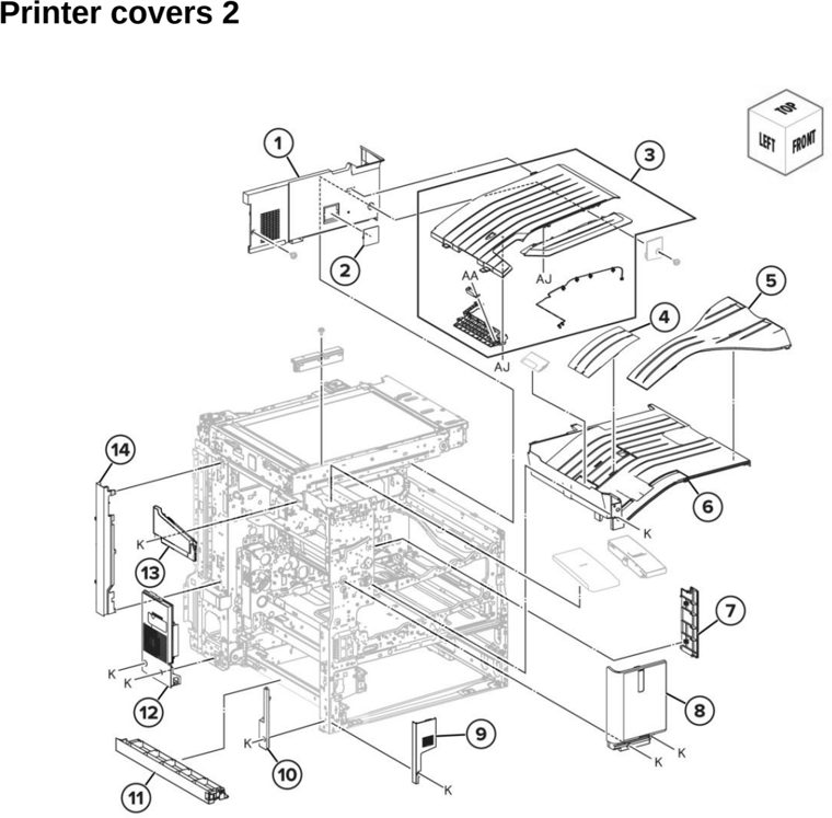 Assembly 34: Printer covers 2 parts diagram - Lexmark CX942 CX943 CX944 XC9445 XC9455 XC9465 Parts