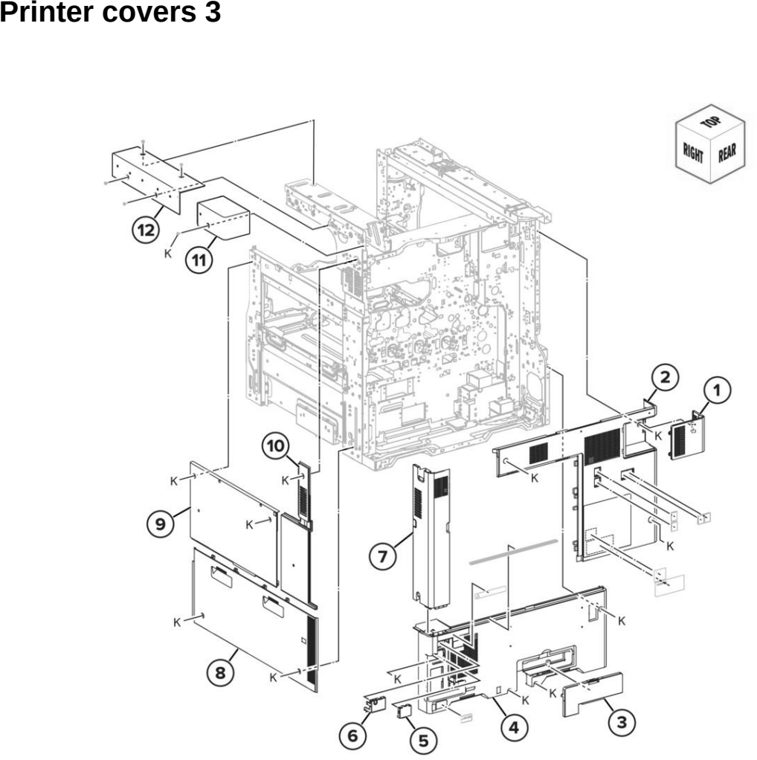 Assembly 35: Printer covers 3 parts diagram - Lexmark CX942 CX943 CX944 XC9445 XC9455 XC9465 Parts