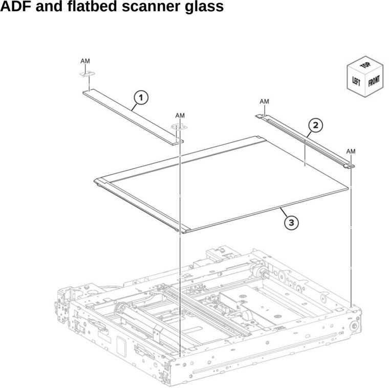 Assembly 39: ADF and flatbed scanner glass parts diagram - Lexmark CX942 CX943 CX944 XC9445 XC9455 XC9465 Parts