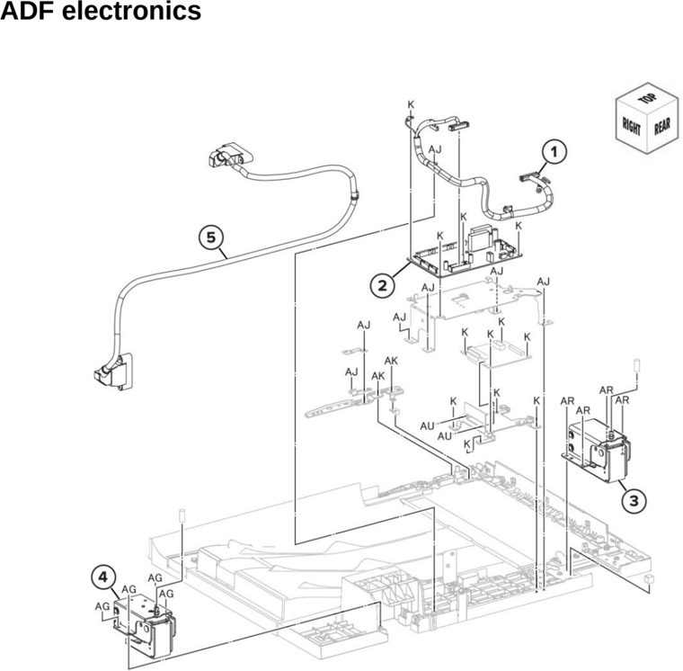 Assembly 45: ADF electronics parts diagram - Lexmark CX942 CX943 CX944 XC9445 XC9455 XC9465 Parts