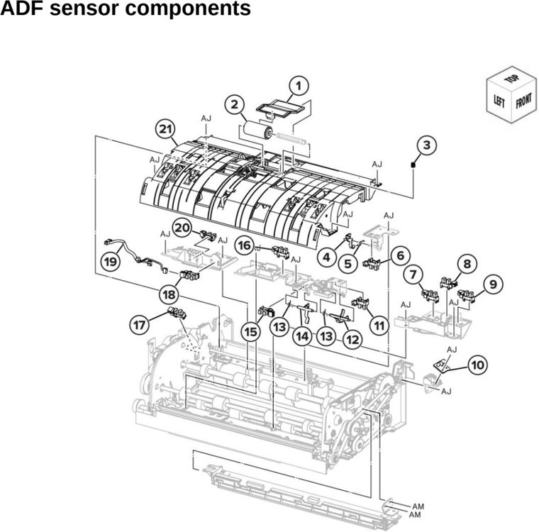 Assembly 46: ADF sensor components parts diagram - Lexmark CX942 CX943 CX944 XC9445 XC9455 XC9465 Parts