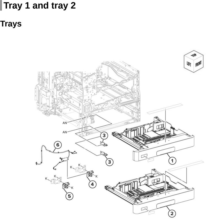 Assembly 51: Tray 1 and tray 2 parts diagram - Lexmark CX942 CX943 CX944 XC9445 XC9455 XC9465 Parts