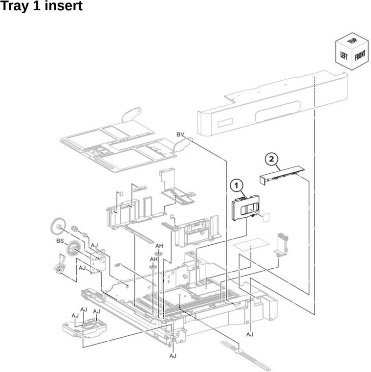 Assembly 52: Tray 1 insert parts diagram - Lexmark CX942 CX943 CX944 XC9445 XC9455 XC9465 Parts