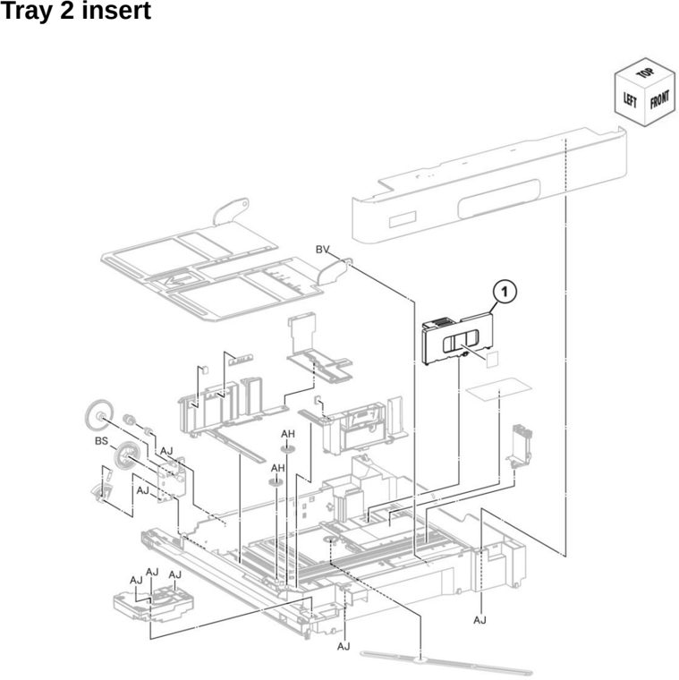 Assembly 53: Tray 2 insert parts diagram - Lexmark CX942 CX943 CX944 XC9445 XC9455 XC9465 Parts