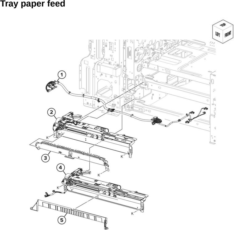 Assembly 54: Tray paper feed parts diagram - Lexmark CX942 CX943 CX944 XC9445 XC9455 XC9465 Parts