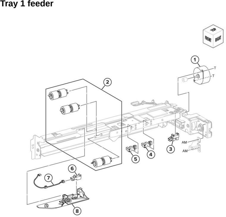 Assembly 55: Tray 1 feeder parts diagram - Lexmark CX942 CX943 CX944 XC9445 XC9455 XC9465 Parts