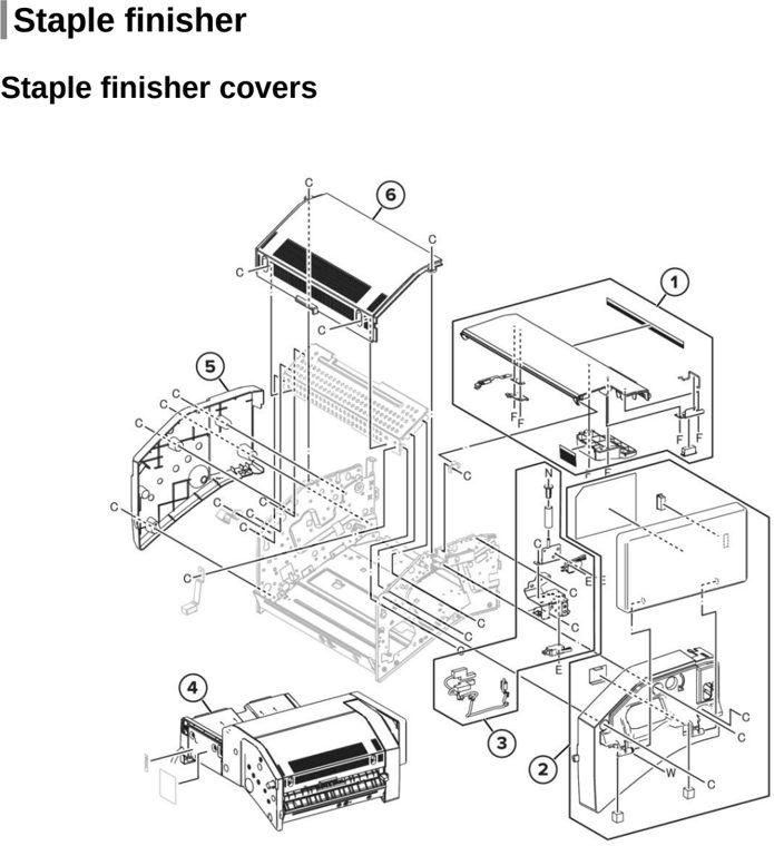 Assembly 57: Staple finisher parts diagram - Lexmark CX942 CX943 CX944 XC9445 XC9455 XC9465 Parts